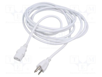 Cablu IEC C13 mamă NEMA 5-15 (B) 5m alb LIAN DUNG 3x0,75mm&amp;sup2; PVC foto