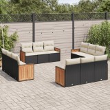 Gossi set canapele de gradina, 12 piese, cu perne, negru, poliratan