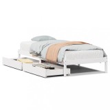 Cumpara ieftin Cadru de pat fara saltea, alb, 90x200 cm, lemn masiv pin