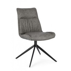 Set 2 scaune otel piele ecologica gri 50x64x86 cm