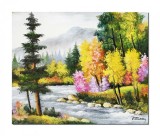 Cumpara ieftin Tablou pictat manual, Peisaj din natura, calmitate, 60x50cm ulei pe panza, gata de agatat pe perete