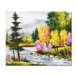 Tablou pictat manual, Peisaj din natura, calmitate, 60x50cm ulei pe panza, gata de agatat pe perete