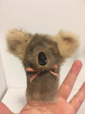 Jucarie veche Koala, marioneta pe deget, vintage, blana naturala, 10cm