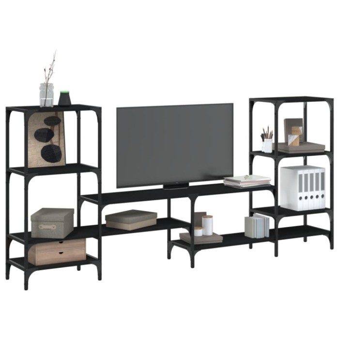 Gossi dulap tv, stejar fumuriu, 206,5x28,5x95 cm, lemn prelucrat