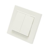 Intrerupator dublu cap scara alb, incastrat, 10AX, ABS, 80x80 mm