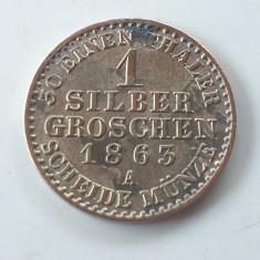 Germania Prusia 1 groschen 1863 A / Berlin argint William l