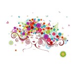 Sticker decorativ, Girl butterfly flowers 85 cm, 152STK