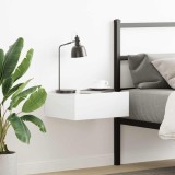 vidaXL Noptieră suspendată alb extralucios 40x30x15 cm lemn prelucrat 800318