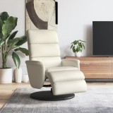VidaXL Fotoliu rabatabil cu suport de picioare, crem, piele ecologică