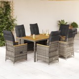 vidaXL Set mobilier de grădină cu perne, 7 piese, gri, poliratan 3276847