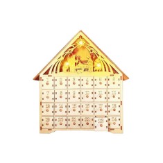 Calendar de Advent din lemn cu iluminare LED de Craciun foto