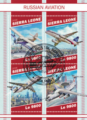 SIERRA LEONE 2018 - Avioane rusesti / set complet - colita + bloc (2 img) foto