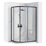 Cabina dus REA Look Black 80x100 + Cada de duș Look White
