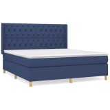 Cumpara ieftin Pat continental cu saltea, albastru, 160x200cm, material textil