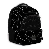 Ghiozdan Mitama, 3 compartimente, design alb cu negru, 43 x 32 x 22 cm