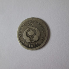 Rară! Columbia-Nueva Granada 1 Decimo 1854,monedă argint în stare slabă