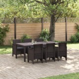 vidaXL Set mese grădină 7 pcs Maro 200 x 100 x 73 cm Polipropilenă