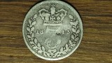 Anglia Marea Britanie - moneda argint 925 - 3 pence threepence 1843 - Victoria tanara - batuta pentru uz colonial in Indiile de Vest