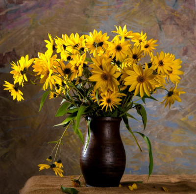 Fototapet de perete autoadeziv si lavabil Buchet de flori galbene, 270 x 200 cm foto