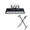 Orga electronica si stativ DEPOX&reg;, intrare USB, mini-microfon, suport partitura inclus, negru