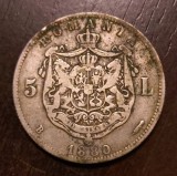 Moneda Romania - 5 Lei 1880 - Kullrich pe cerc