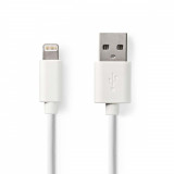 Cablu USB 2.0 A tata - Lightning, 1m, alb, Nedis