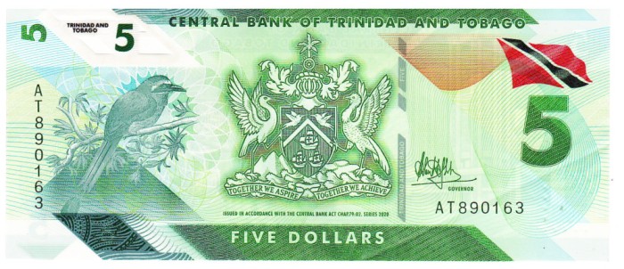 Trinidad &amp; Tobago 5 Dolari 2020 Polimer Seria AT890163