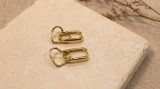 CERCEI ARGINT PLACATI CU AUR S925 - CERCEI CREOLE MINIMALISTI TIP PAPERCLIP CU INIMA