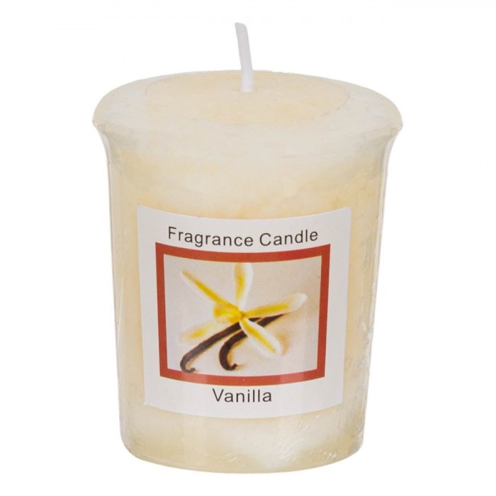 Lum&acirc;nare Parafină, Votive, Aromă Vanilie, Culoare Ecru, Diametru 4.5 cm, &Icirc;nălțime 5 cm