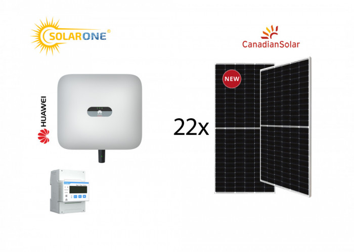 Kit sistem fotovoltaic 10 kW, invertor trifazat Huawei si 22 panouri Canadian Solar 460W