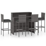 Cumpara ieftin Set mobilier de bar de gradina cu perne, 5 piese, gri