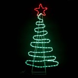 Brad LED Tip Furtun, Model Multicolor, 51x112cm, Picior Metalic, Programe Incluse, Culoare Cablu Verde, Oem