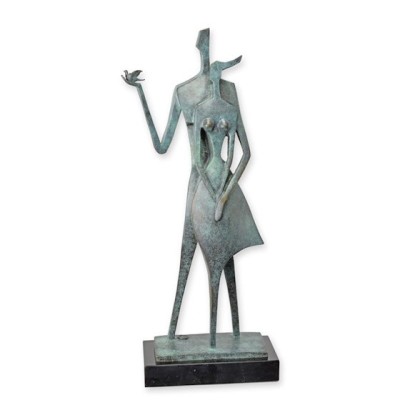 Cuplu-statueta moderna din bronz cu un soclu din marmura BX-81 foto
