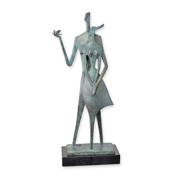 Cuplu-statueta moderna din bronz cu un soclu din marmura BX-81