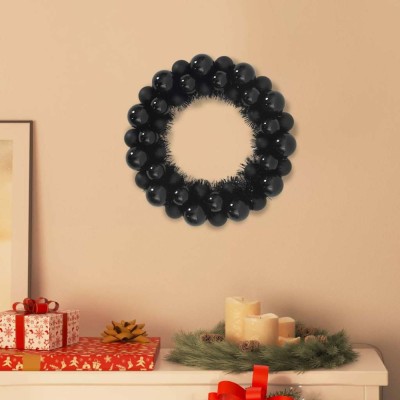 vidaXL Coronite cu bile de Craciun 2 pcs Negru 33 x 33 x 7 cm 42019678 foto