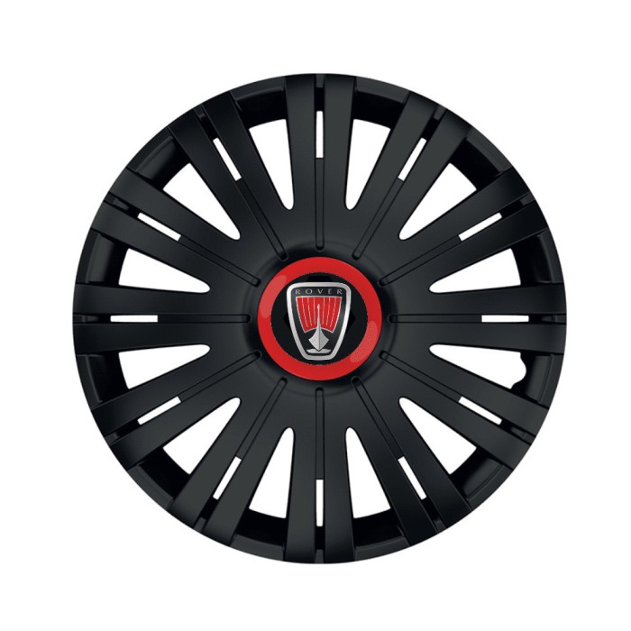Set 4 Capace Roti pentru Rover, model Active Black Cu Inel Rosu