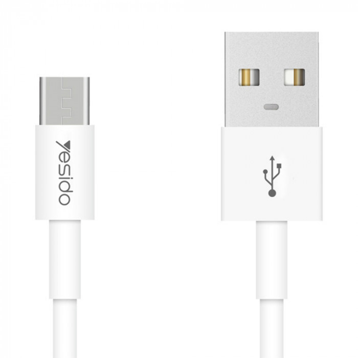 Yesido - Cablu de date (CA-22) - USB la Micro USB, 2.4A, 1.2m - Alb