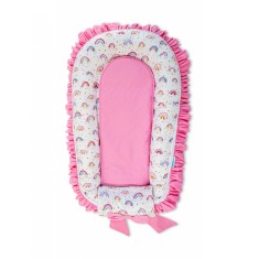 Baby Nest Premium din Bumbac, model fundita roz