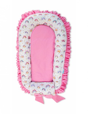 Baby Nest Premium din Bumbac, model fundita roz foto