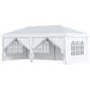 Pavilion pentru gradina/comercial, cadru metalic, material Oxford, 6 pereti, pliabil, alb, 5.85x2.95x2.70 m, ART