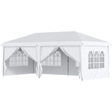 Pavilion pentru gradina/comercial, cadru metalic, material Oxford, 6 pereti, pliabil, alb, 5.85x2.95x2.70 m GartenVIP DiyLine, ART