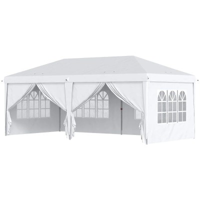 Pavilion pentru gradina/comercial, cadru metalic, material Oxford, 6 pereti, pliabil, alb, 5.85x2.95x2.70 m foto