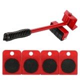 Set Transport Mobilă cu Elevator &amp; 4 Role, Roșu/Negru, 150Kg - Mutare Ușoară