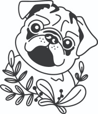 Sticker decorativ, Pug Dog, Negru, 70 cm, 7056ST foto