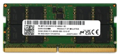 Memorie Ram Laptop Micron 32GB, DDR5, 2Rx8, PC5-4800B-SB0, 4800Mhz, MTC16C2085S1SC48BA1-BC, PC5-38400, CL40, 1.1V, Non-ECC, sodimm, 262 pini foto