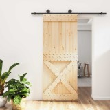 Cumpara ieftin Usa glisanta Natural si Negru 85 x 210 cm Lemn de Pin Solid