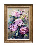 Cumpara ieftin Tablou pictat manual inramat, Bujori roz, 40x30cm ulei pe panza, Mircea Iordache