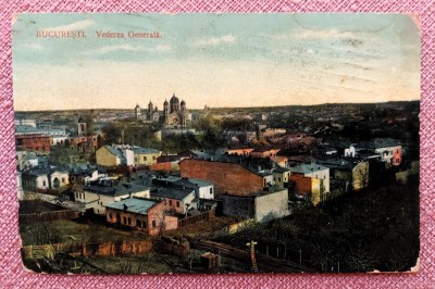 Bucuresti. Vederea generala. Ilustrata color - Circulata, 1914 foto