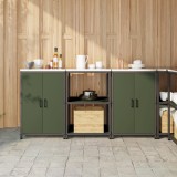 vidaXL Set de depozitare pentru bucătărie cu raft 3 pcs Verde măsliniu