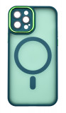 Husa tip MagSafe, Camera Protection Matte Silicon pentru iPhone 15 Plus Verde Inchis